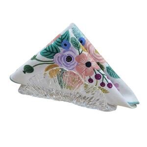 Vintage Lot/8 MCM Clear Pressed Glass Napkin Ring Holder or Individual Ashtray